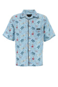 Prada Printed Satin Shirt — Blue