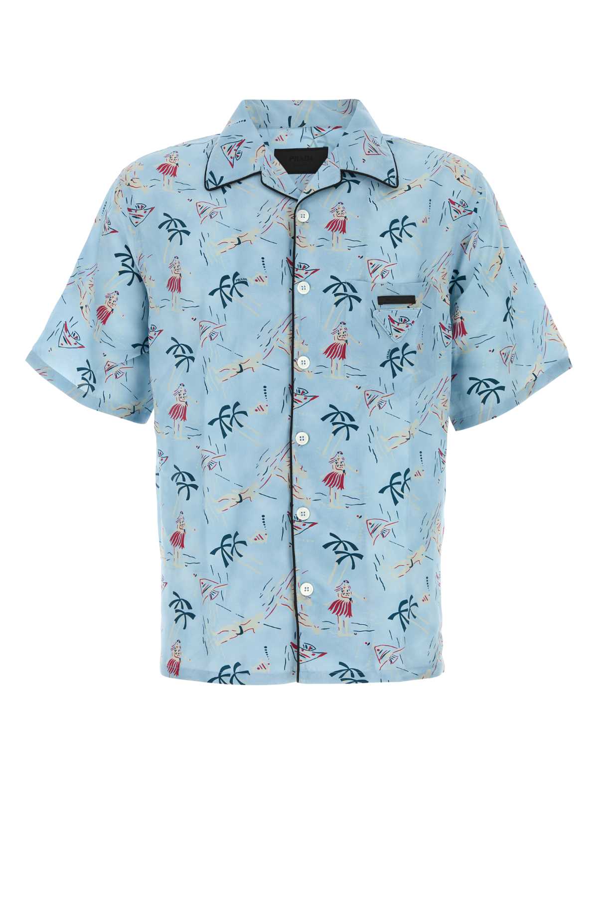 Prada Printed Satin Shirt — Blue
