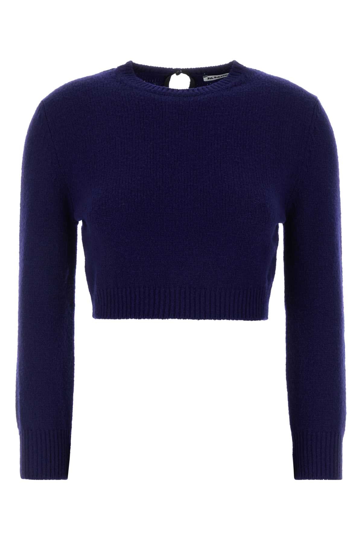 Jil Sander Wool Blend Cropped Sweater — Navy
