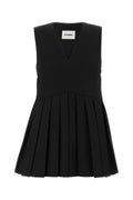 Jil Sander Virgin Wool Pleated Bodysuit — Black