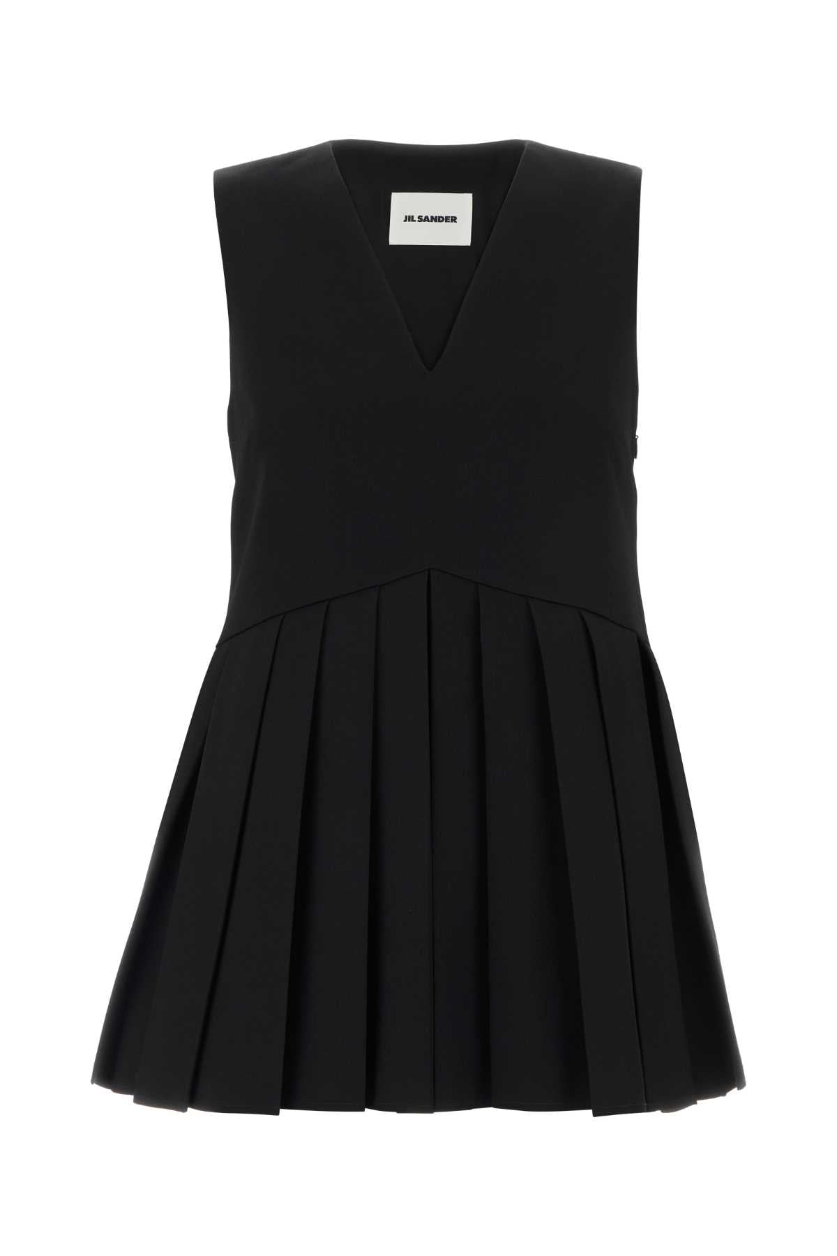 Jil Sander Virgin Wool Pleated Bodysuit — Black