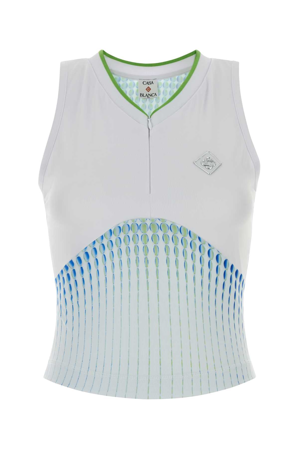 Casablanca Printed Tank Top — White
