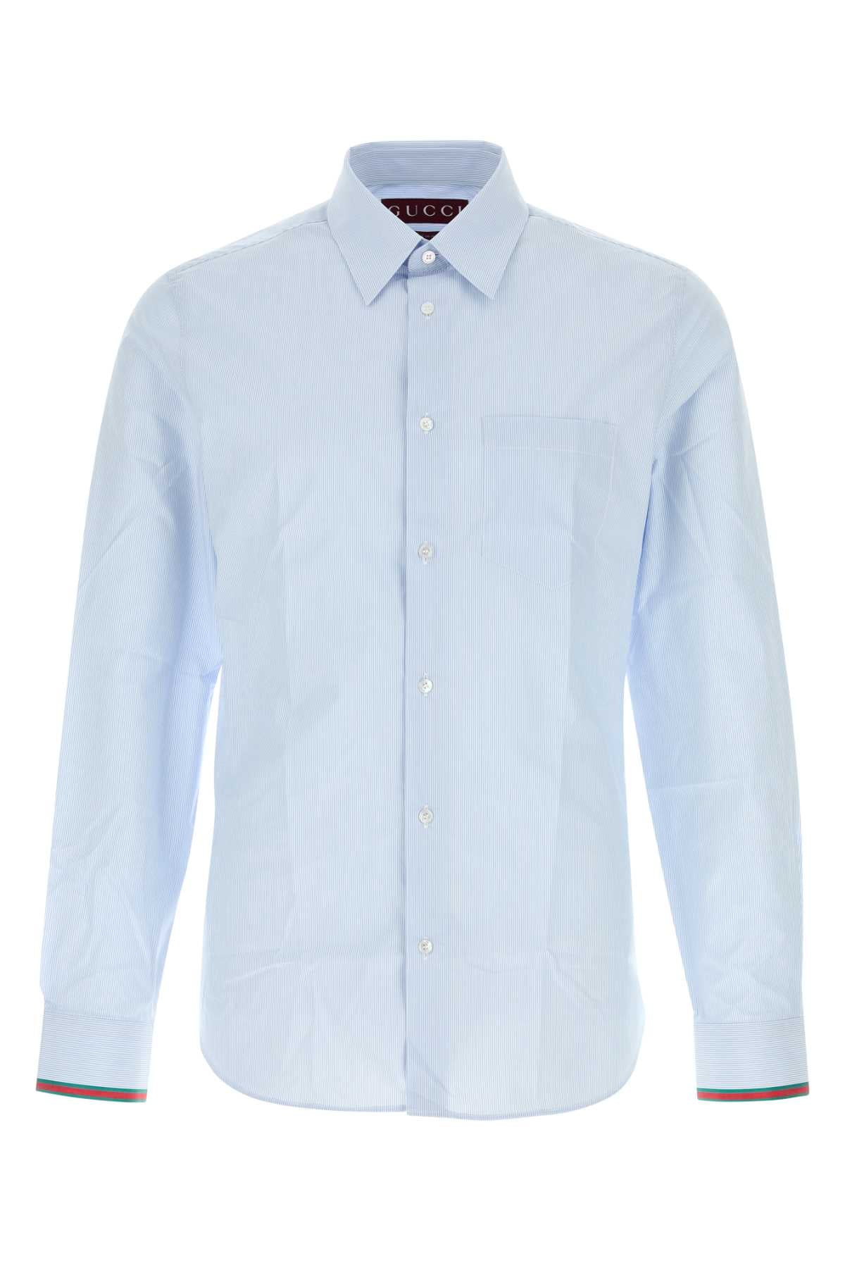 Gucci Embroidered Poplin Shirt — Light Blue
