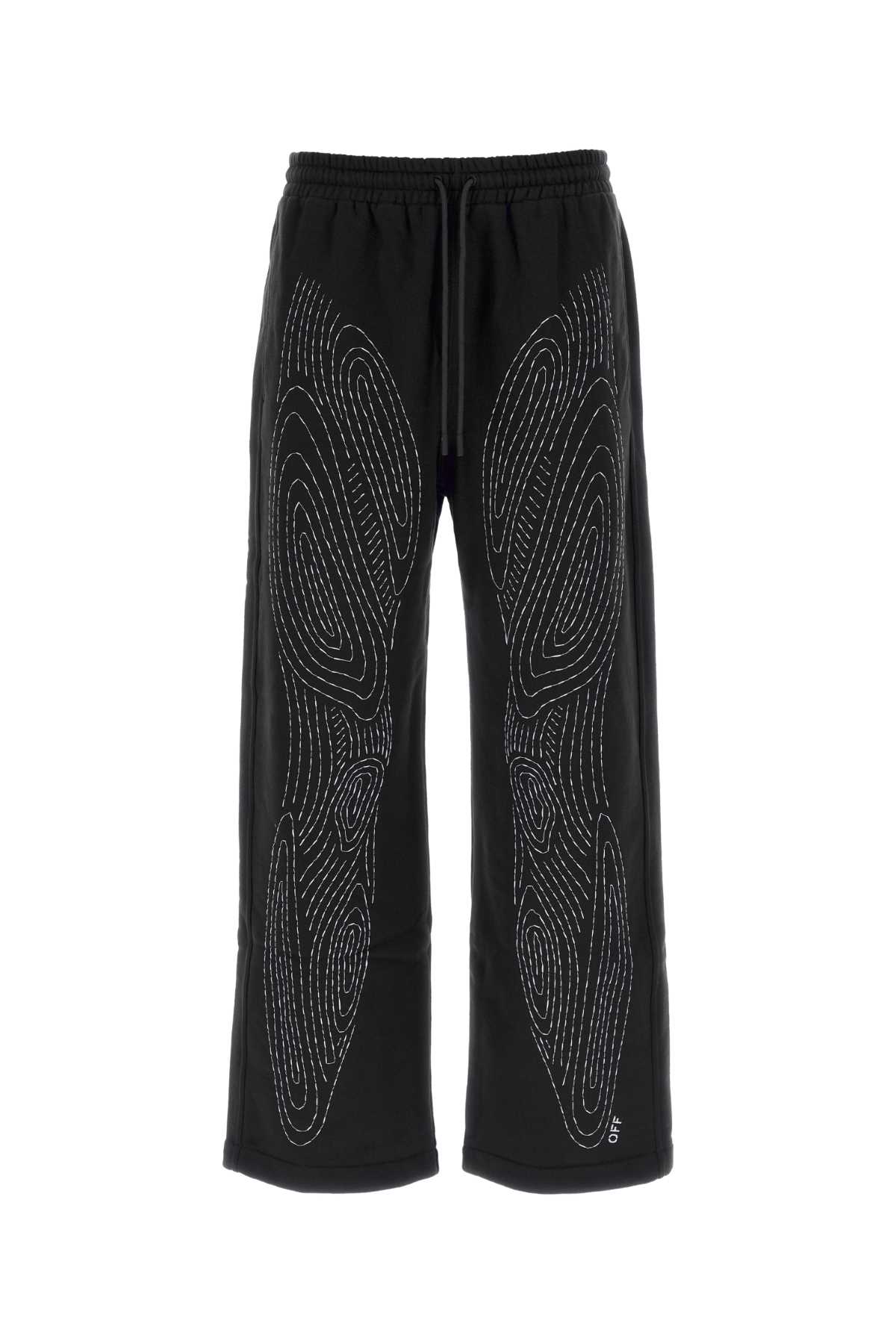 Off-White Embroidered Cotton Joggers — Black