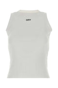Camiseta sin mangas de algodón acanalado con logo bordado Off-White - Blanco