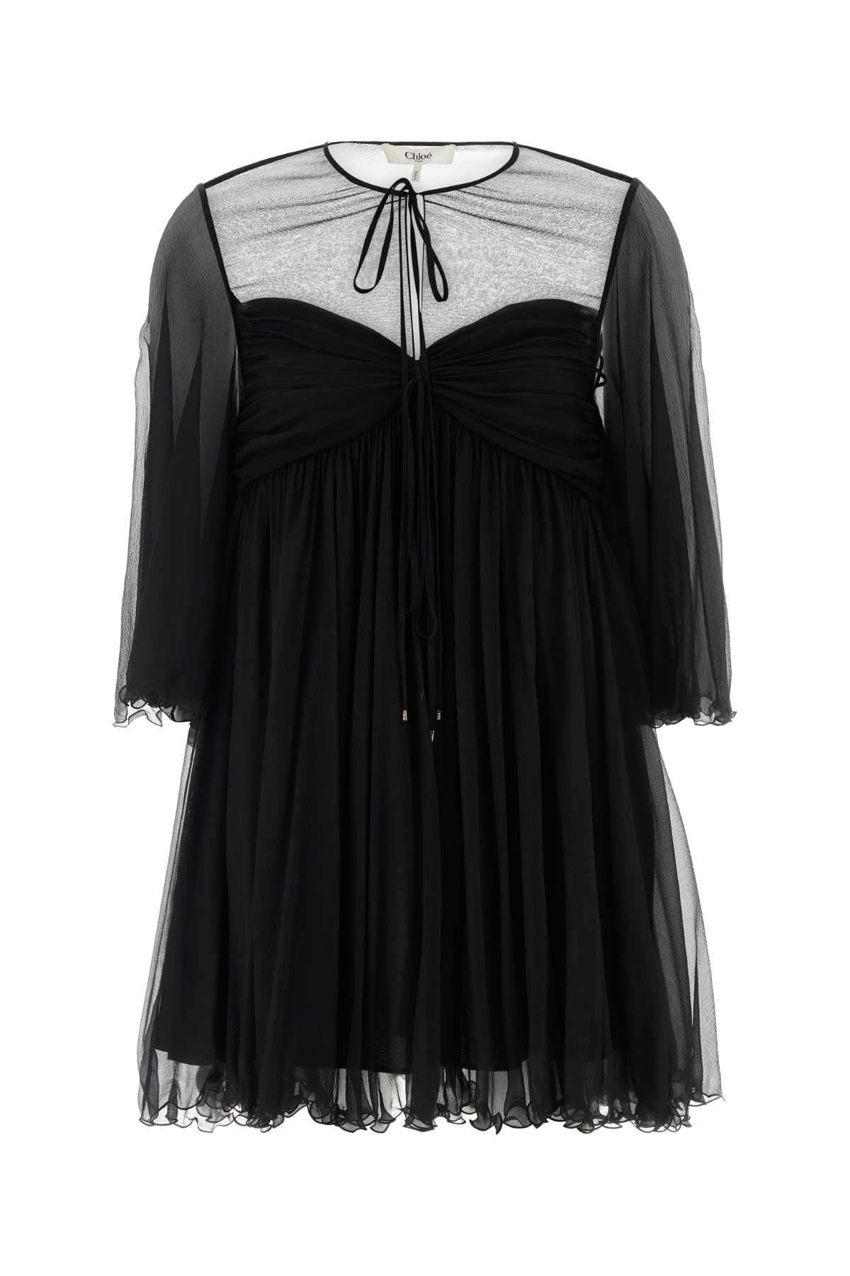 Chloé Sheer Georgette Dress — Black