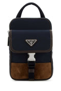 Prada Two-Tone Nylon and Suede Phone Wallet — Navy