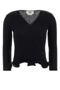 Fendi Virgin Wool Ribbed Sweater — Black