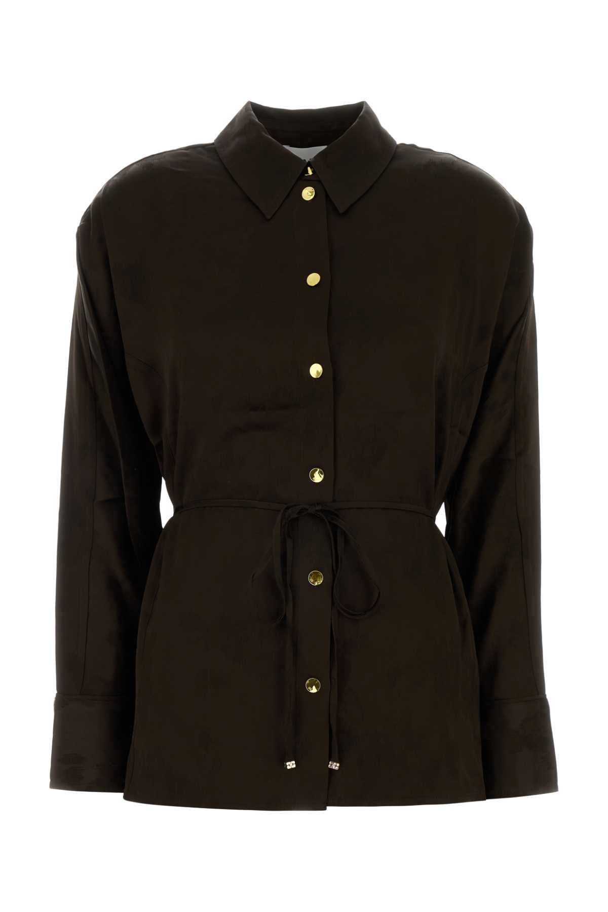 Ganni Satin Shirt — Brown
