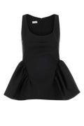 Dries Van Noten Stretch Gabardine Tank Top — Black