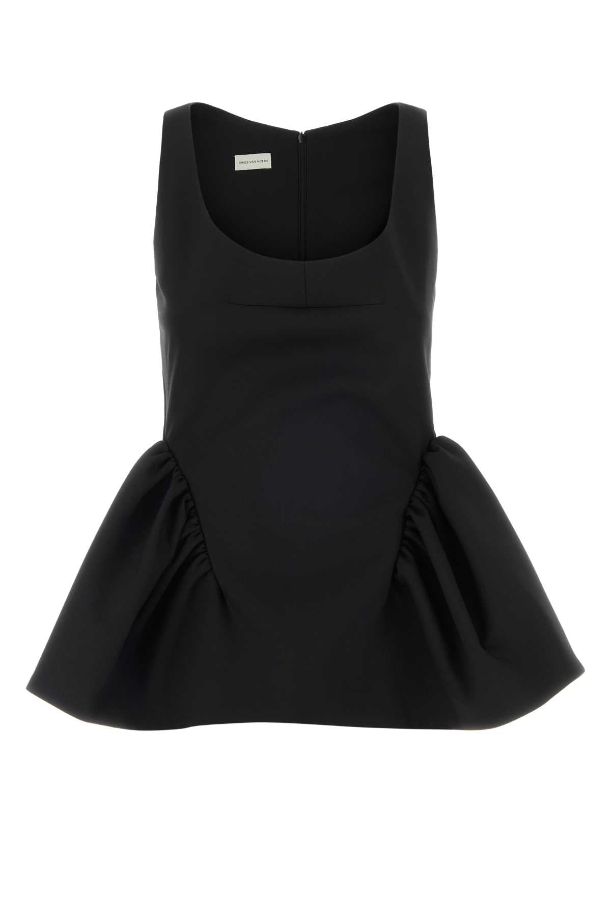 Dries Van Noten Stretch Gabardine Tank Top — Black