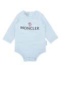 Moncler Jr Logo-Print Bodysuit — Blue