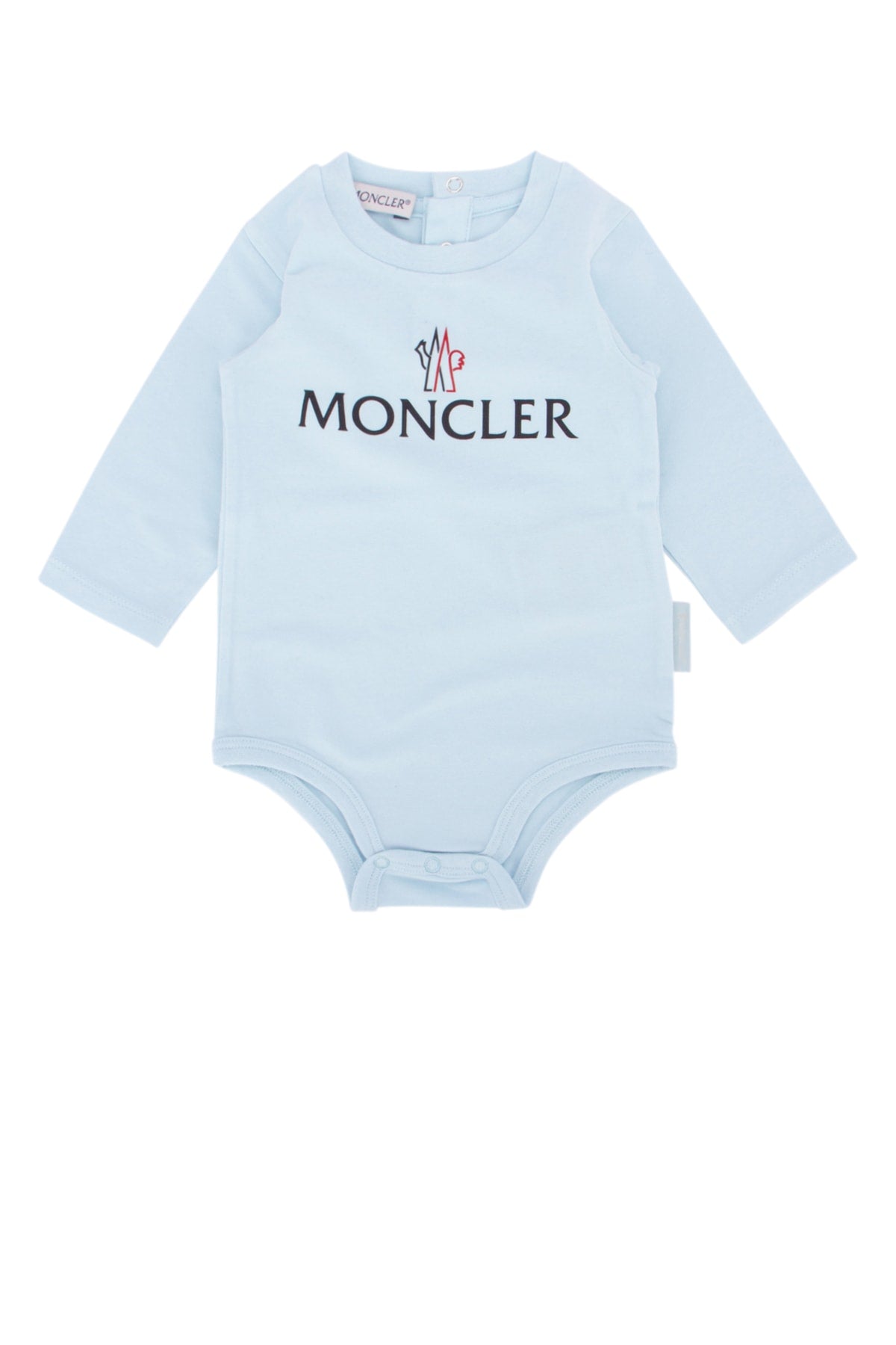 Moncler Jr Logo-Print Bodysuit — Blue