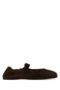 Miu Miu Suede Ballerina Flat — Brown