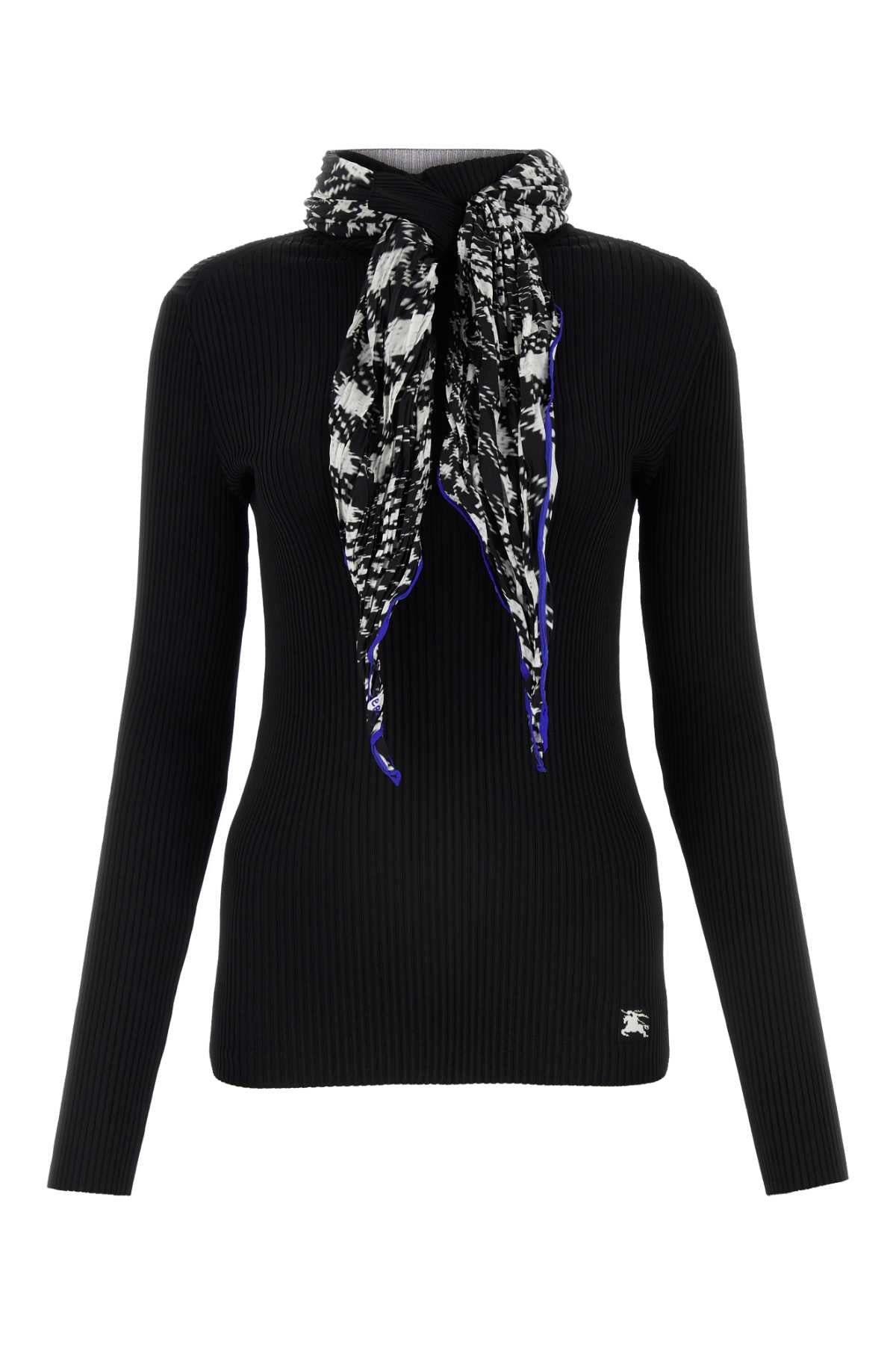 Suéter Burberry de mezcla de viscosa con bufanda estampada - Negro