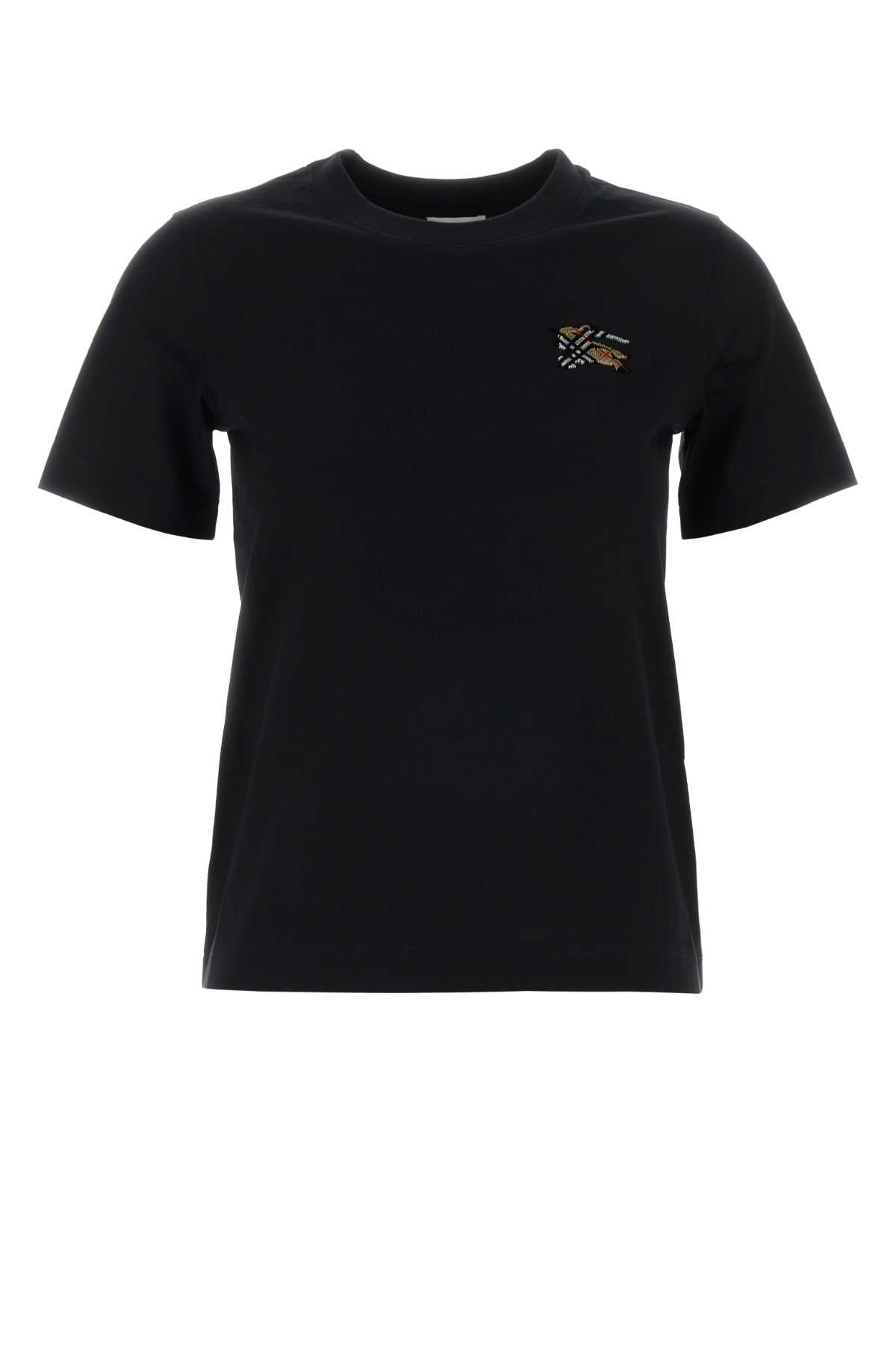 Burberry Logo-Embroidered Cotton T-Shirt — Black