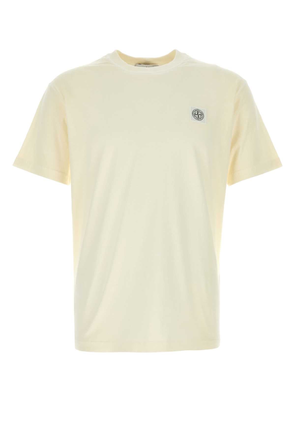 Stone Island Logo-Embroidered Cotton T-shirt — Beige