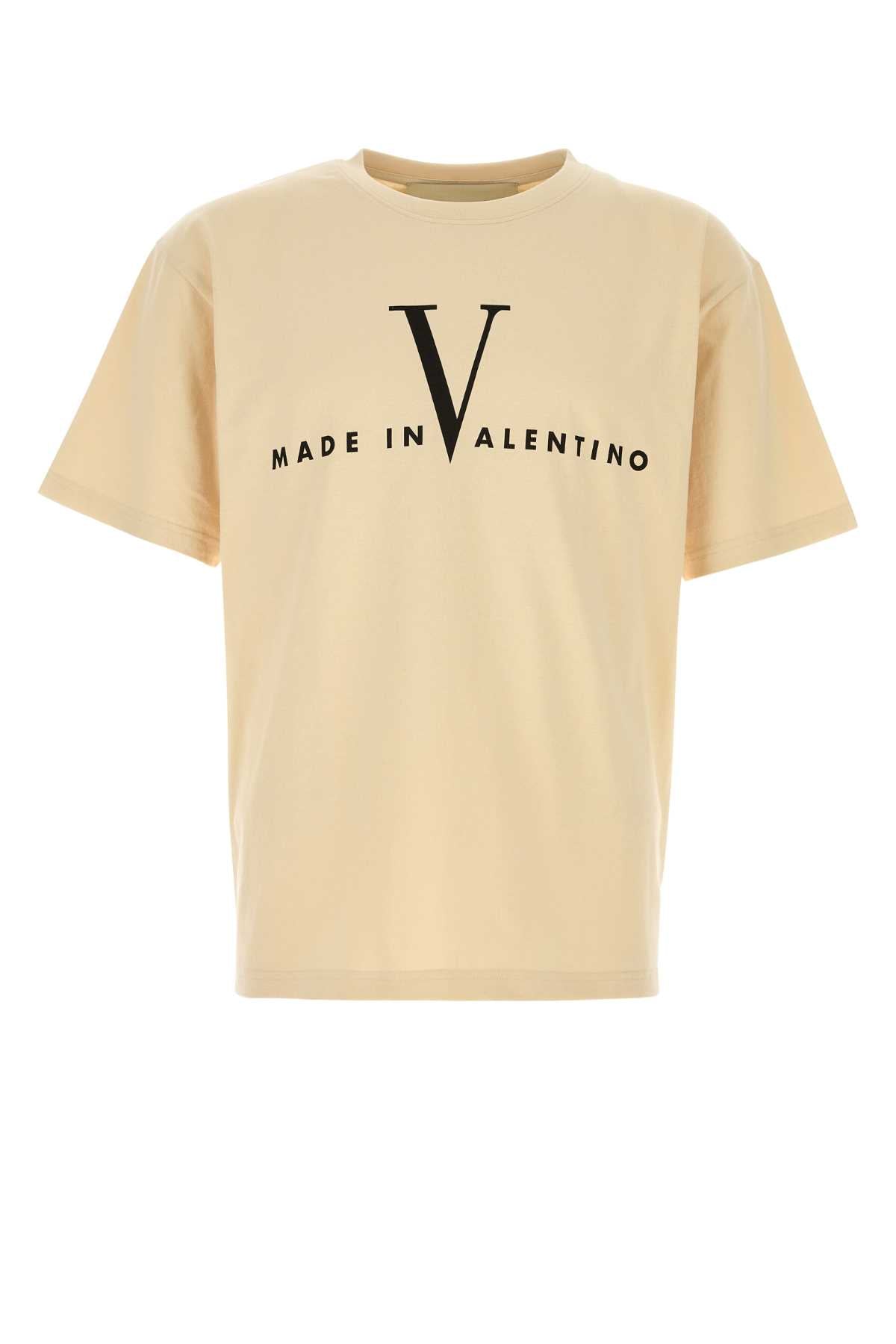 Valentino Garavani Logo-Print Cotton T-shirt — Beige