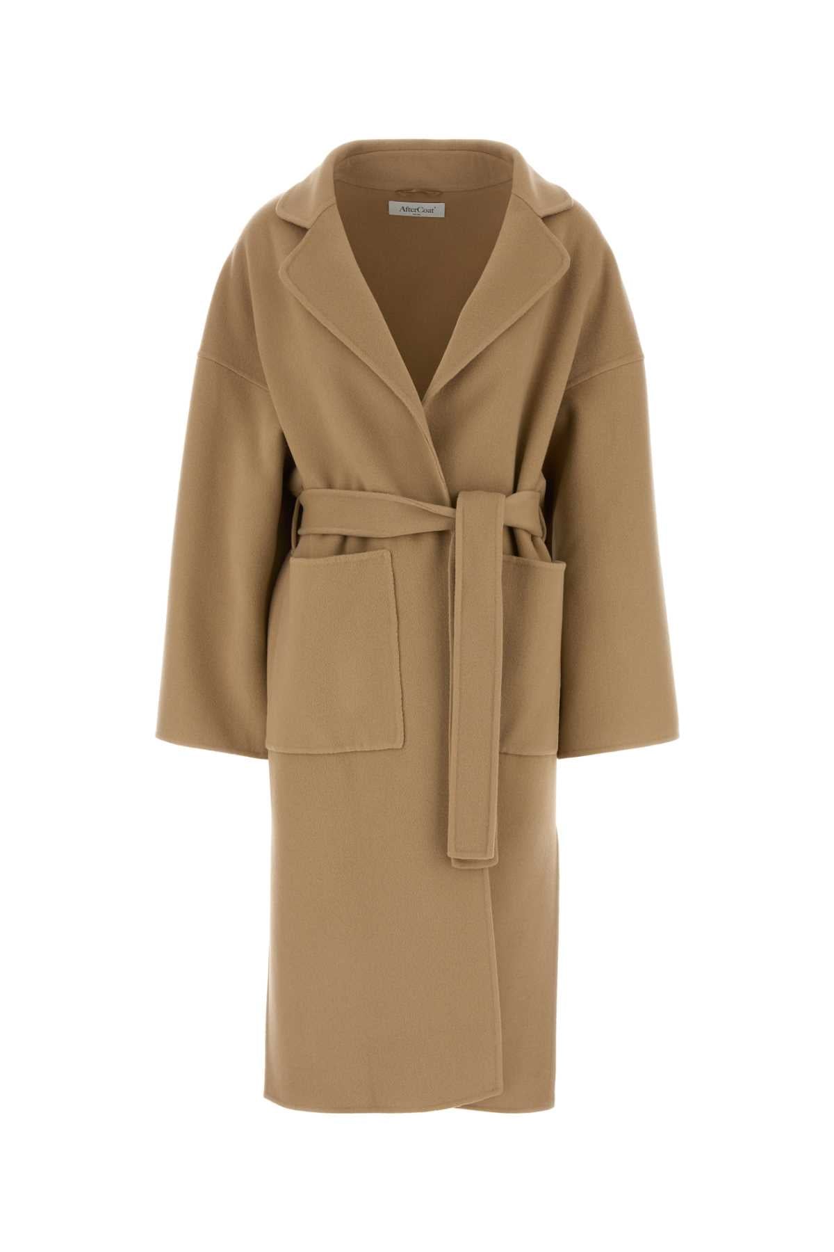 Aftercoat Wool-Cashmere Blend Coat — Beige