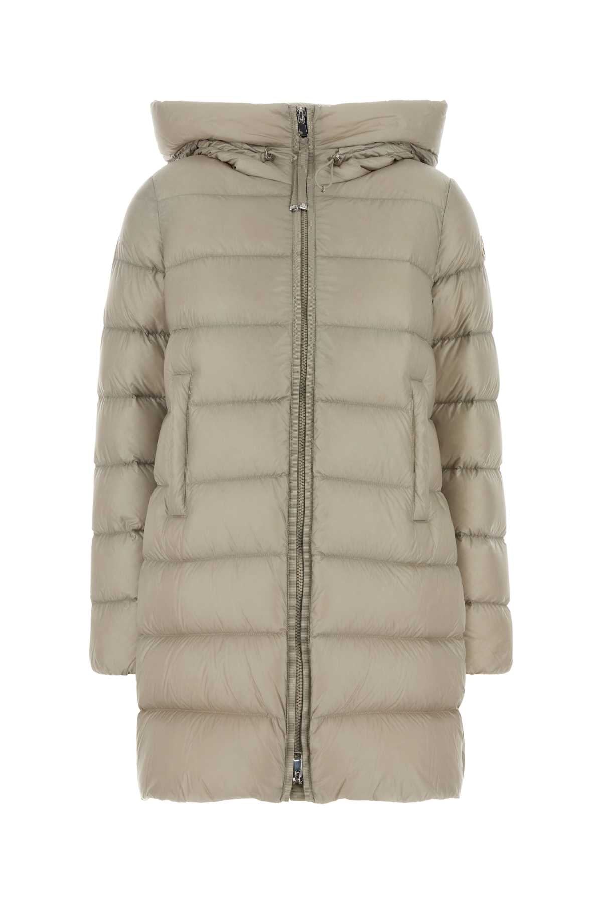 Moncler Long Down Jacket — Beige