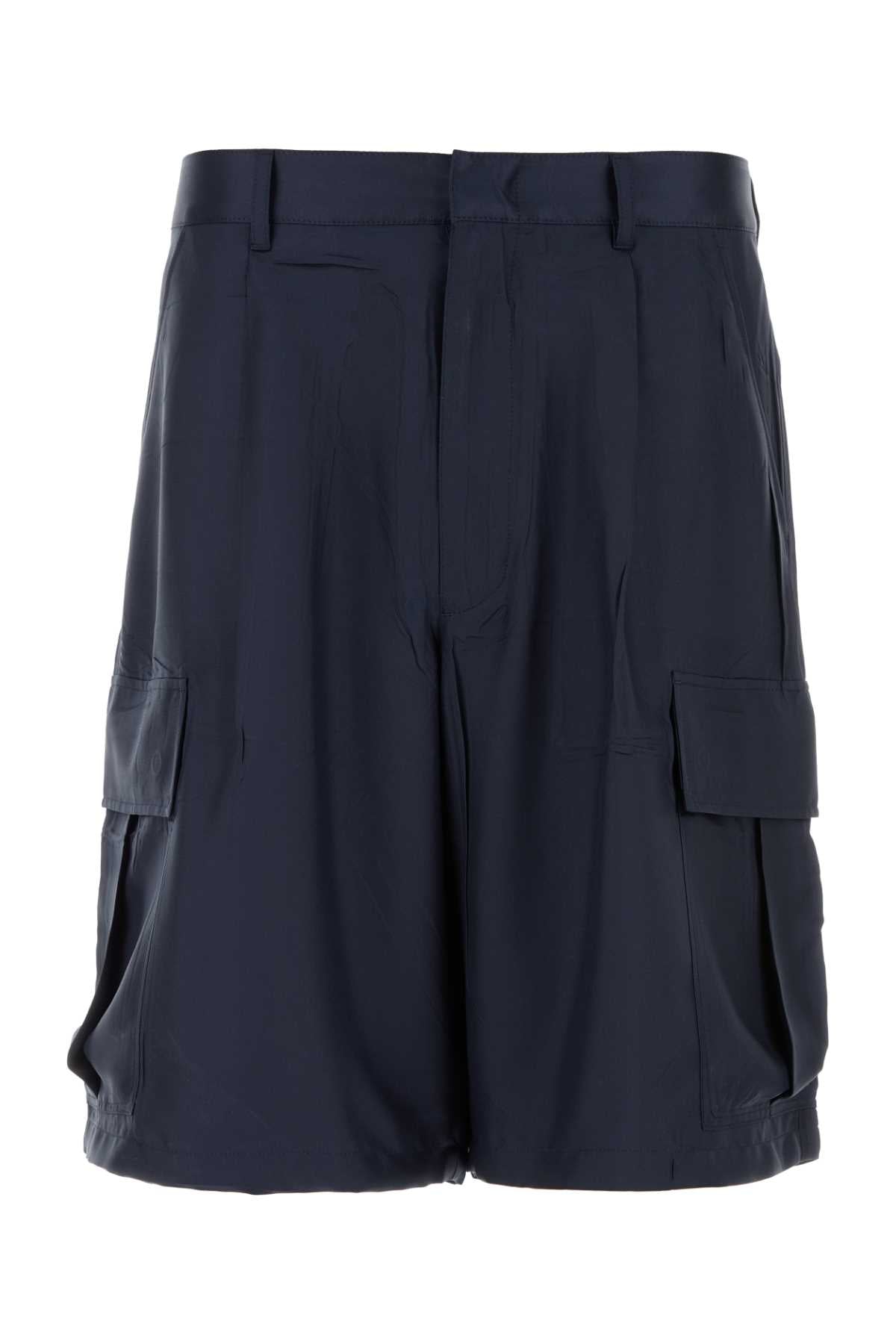 Prada Silk Cargo Cargo Shorts — Navy