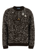 Prada Two-Tone Wool Knit Sweater — Brown