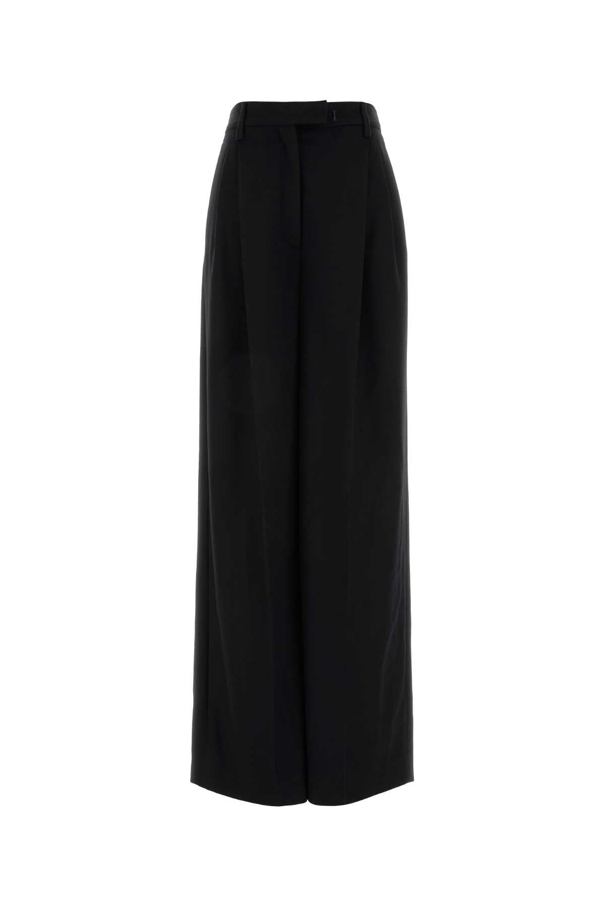 Prada Cashmere Wide-Leg Trousers — Black