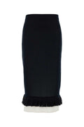 Bottega Veneta Silk Midi with Fringe Hem Skirt — Black