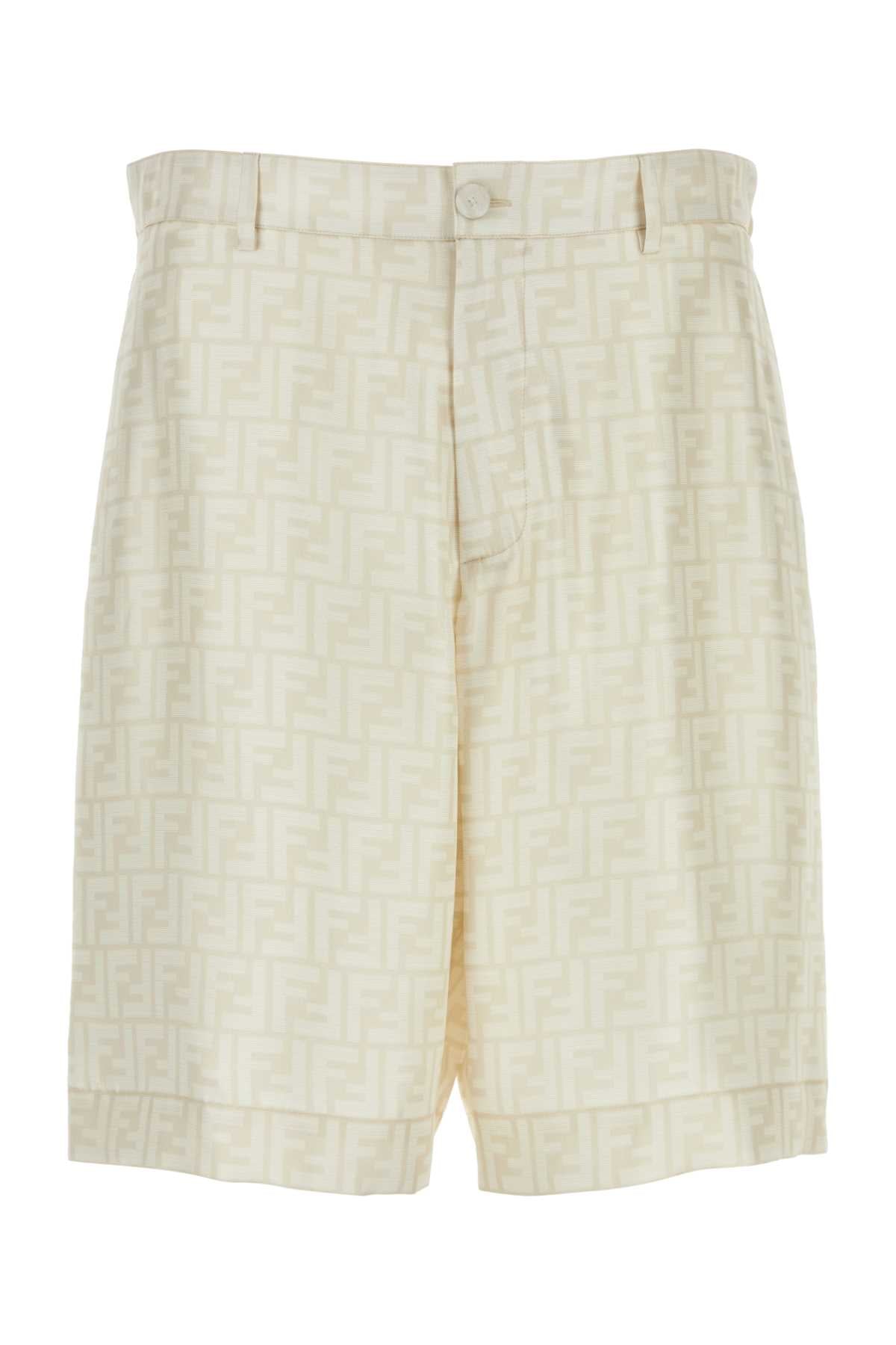 Fendi Logo Bermuda Shorts — Beige