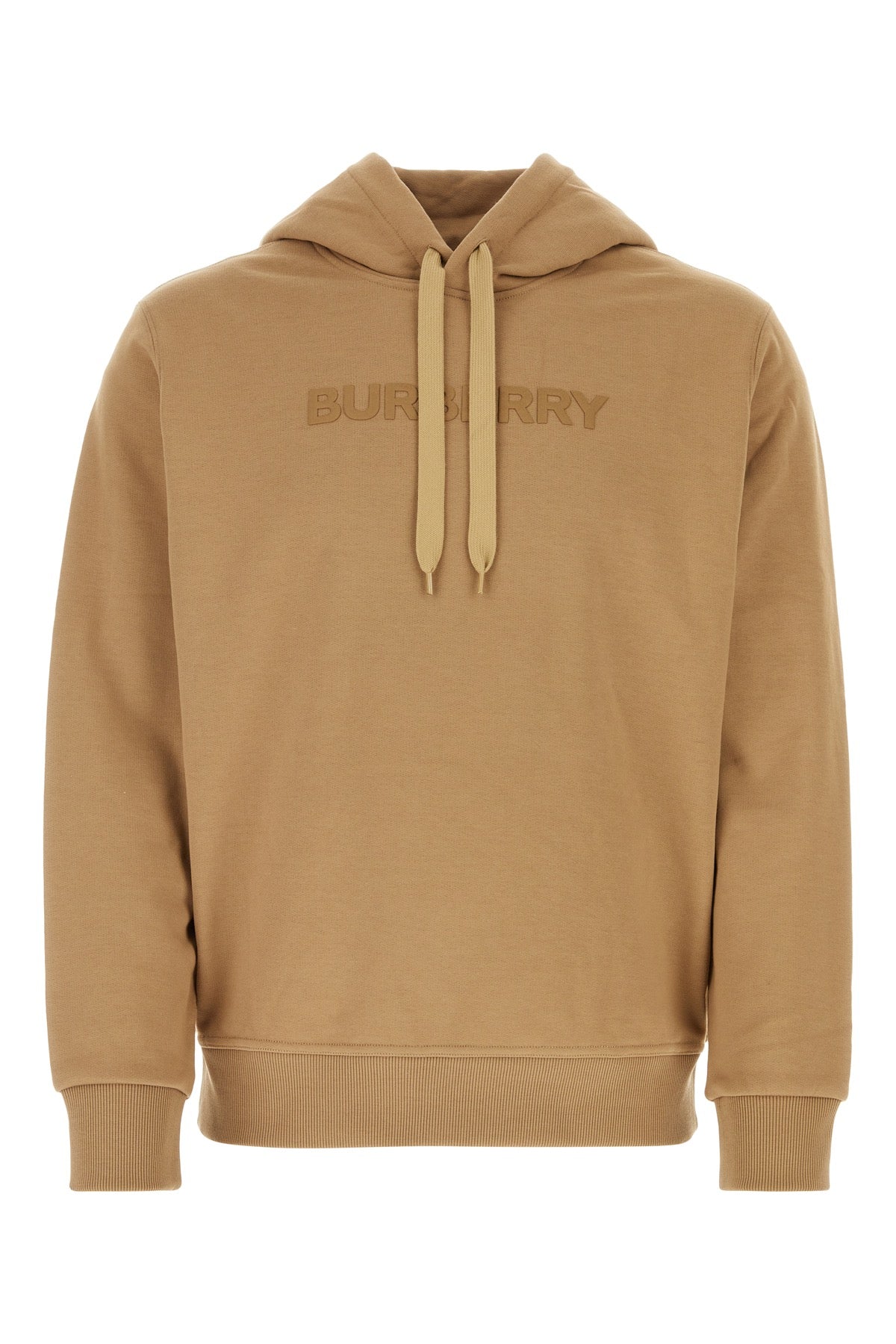 Burberry Logo-Embroidered Cotton Hoodie — Camel