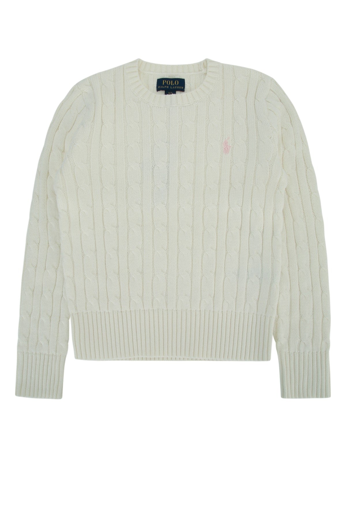 Polo Ralph Lauren Jr Cable-Knit Crewneck Sweater — White