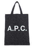 A.P.C. Logo-Printed Denim Tote Bag — Navy