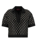 Gucci Logo-Jacquard Boucle Polo Shirt — Black