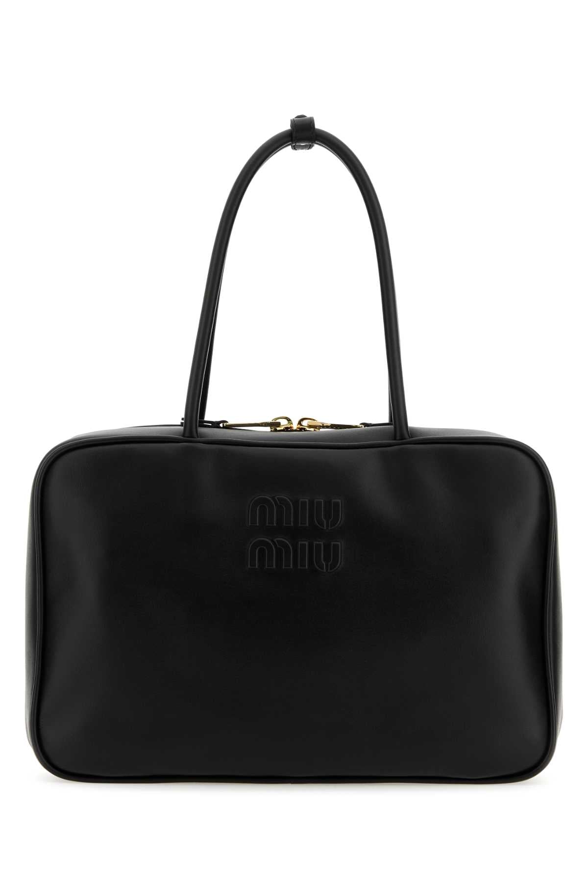 Miu Miu Smooth Leather Top Handle Bag — Black