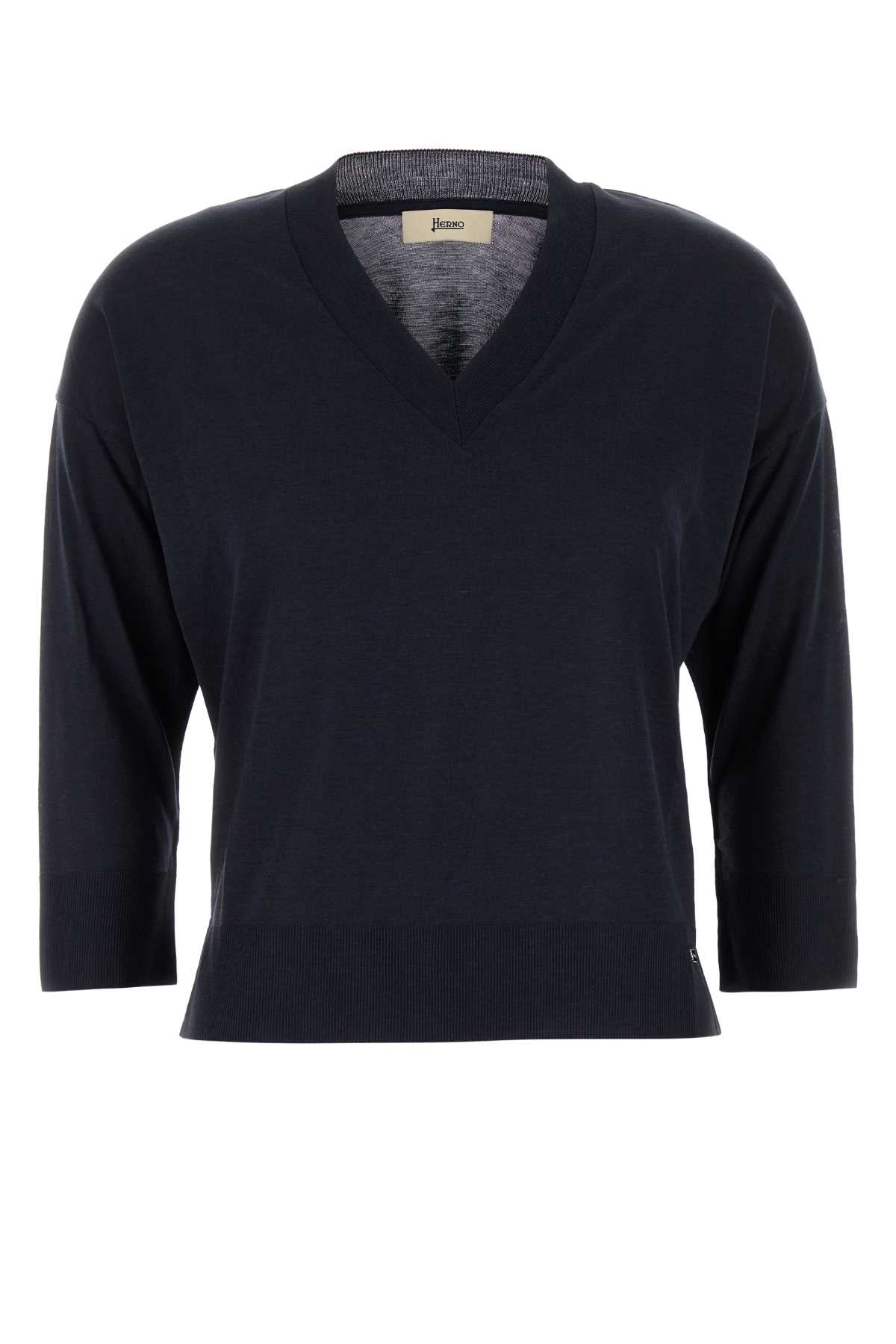 Herno Lyocell Blend T-Shirt — Navy
