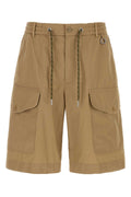 Moncler Cotton Cargo Bermuda Shorts — Beige