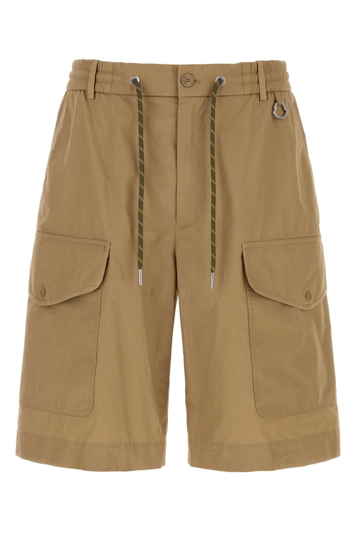 Moncler Cotton Cargo Bermuda Shorts — Beige