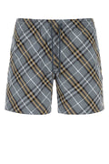 Burberry Printed Nylon Plaid Swimming Shorts — Gray