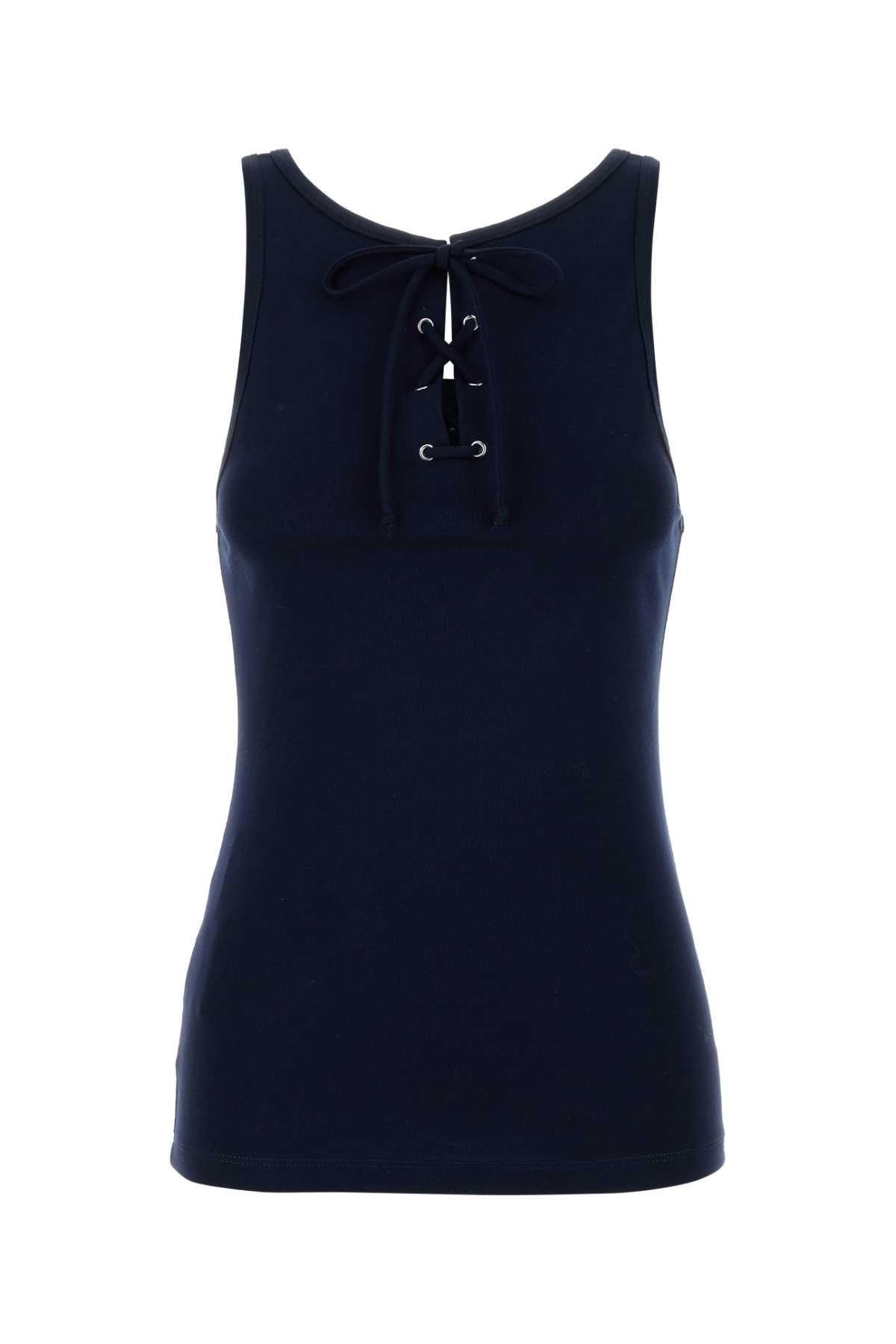 Prada Cotton Ribbed Tank Top — Navy