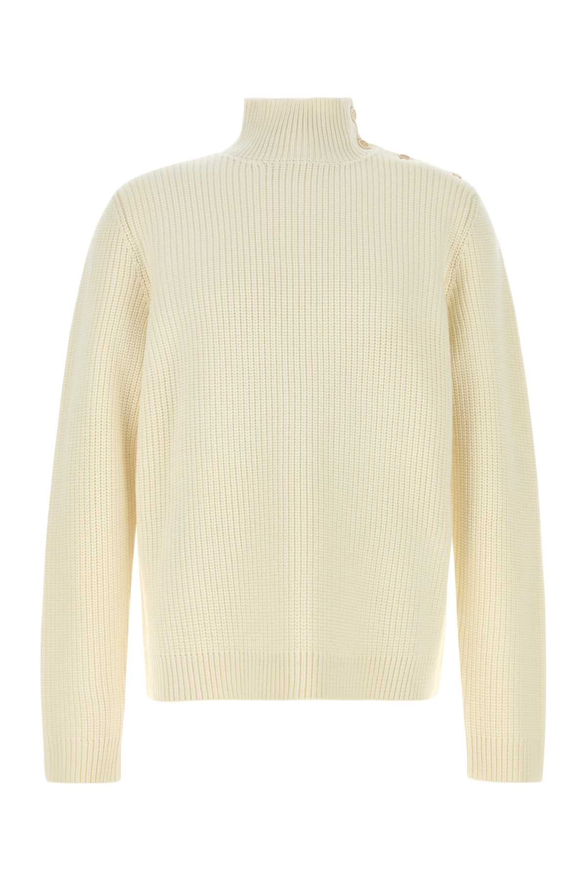 Prada Virgin Wool Ribbed Sweater — White