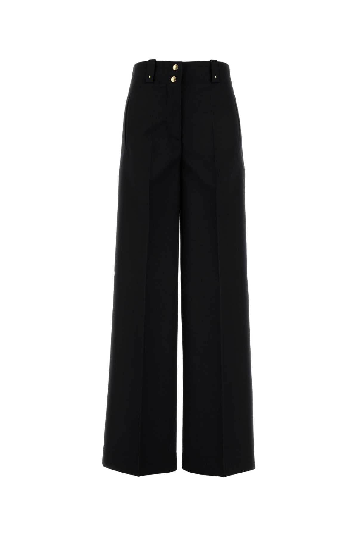 Moncler Wide-Leg Wool Blend Trousers — Black