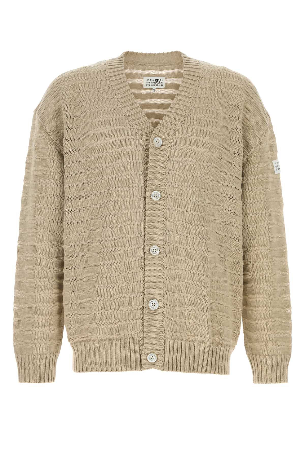 MM6 Maison Margiela Cotton Knit Cardigan — Beige