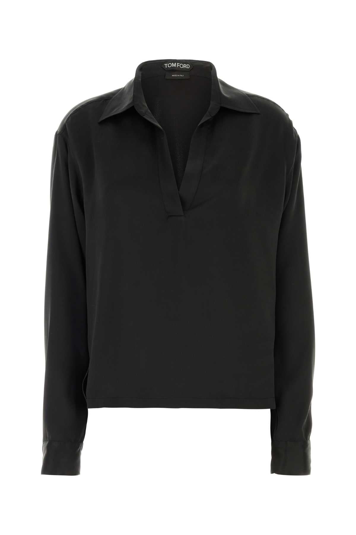 Tom Ford Silk Polo Blouse — Black