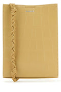 Jil Sander Crocodile-Embossed Leather Shoulder Bag — Beige