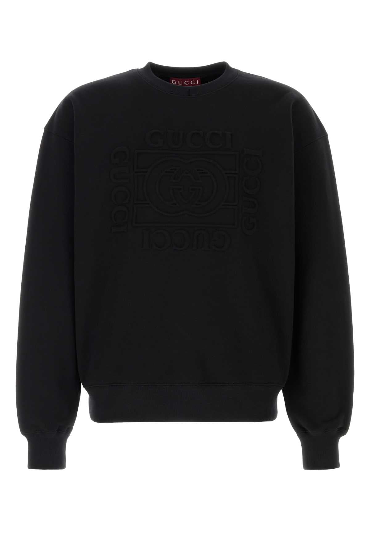Gucci Logo-Embossed Cotton Sweatshirt — Black