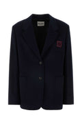 Miu Miu Wool-Blend Blazer — Navy