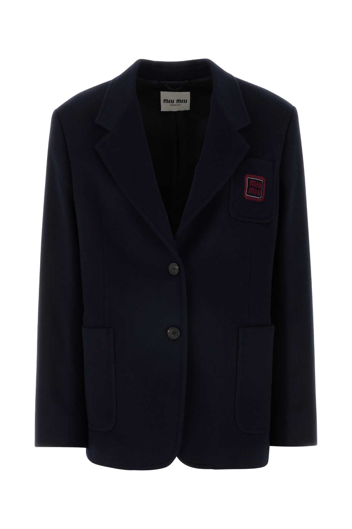 Miu Miu Wool-Blend Blazer — Navy