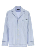 Dolce & Gabbana Striped Cotton-Silk Poplin Shirt — Blue