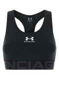 Balenciaga Logo-Embroidered Racerback Sports Bra — Black