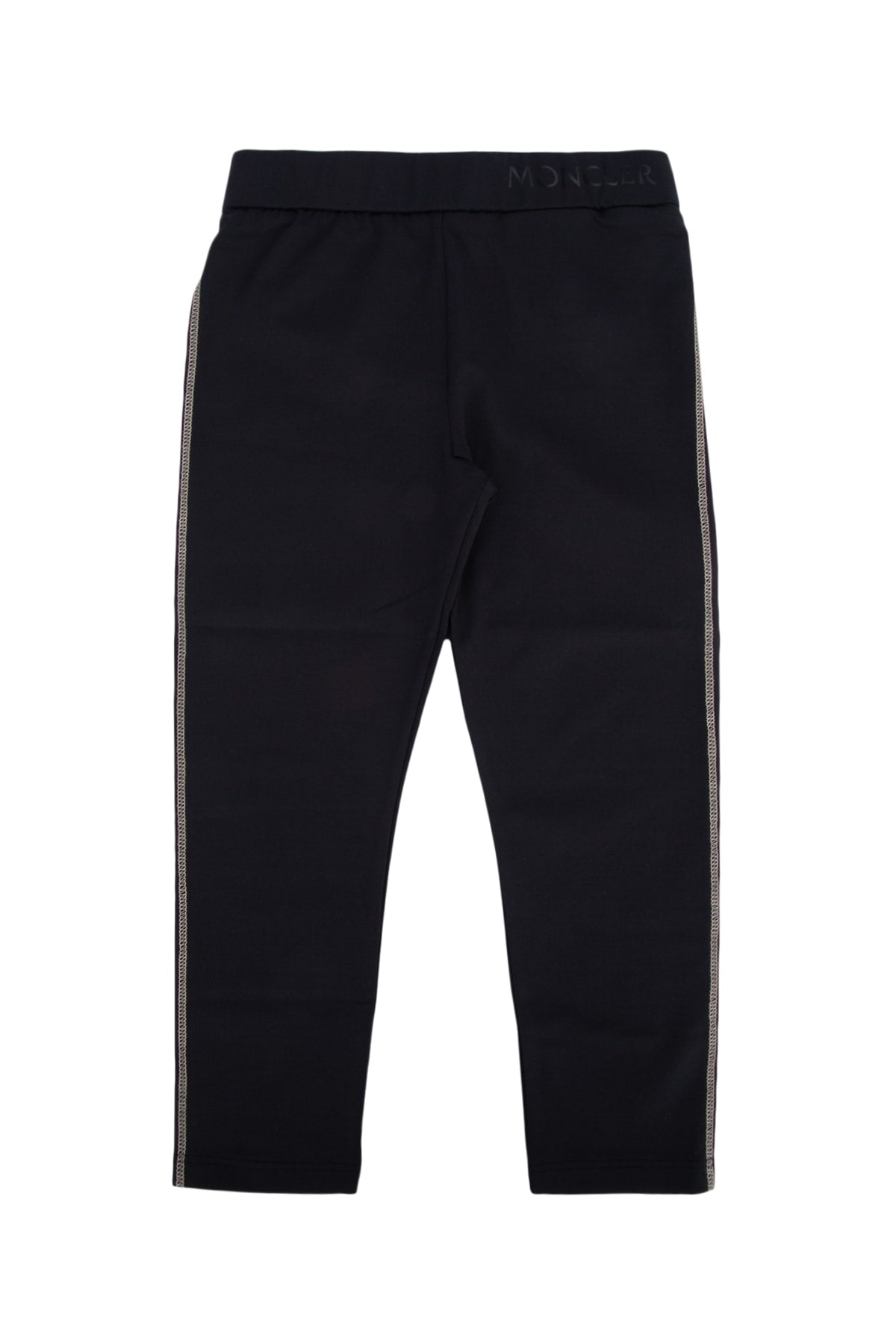 Moncler Jr Striped Side-Tape Leggings — Black